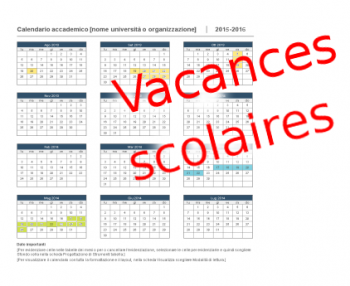 Calendrier vacances scolaires en Italie