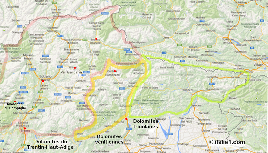 Carte des Dolomites
