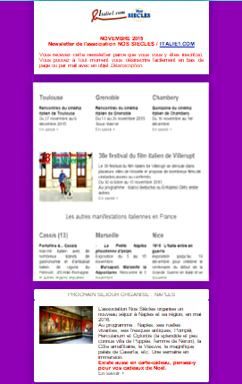 Newsletter italie novembre 2015